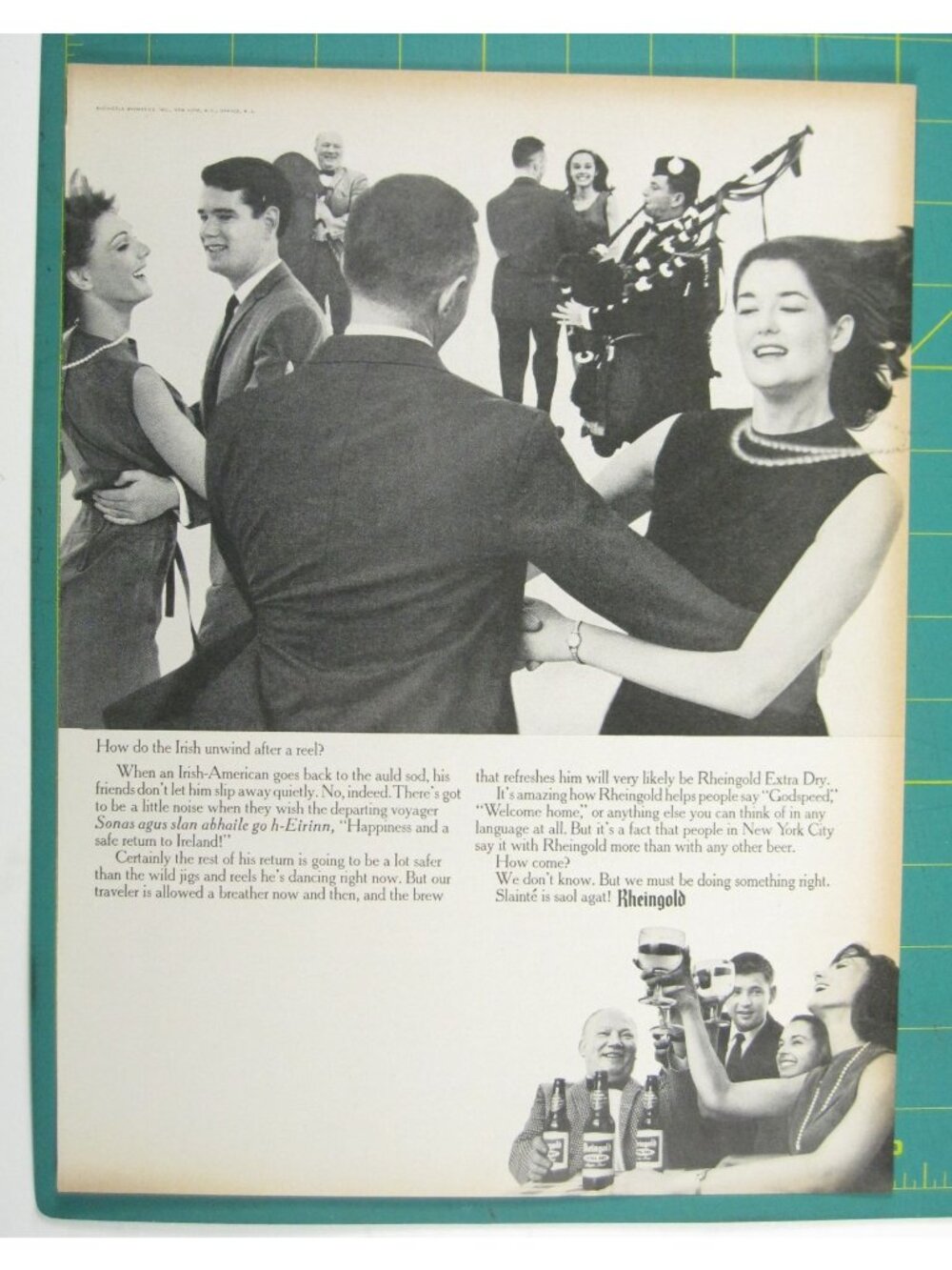 Print Ad Rheingold Extra Dry Irish American Dancing MOD Bag Pipes Vintage 1960s